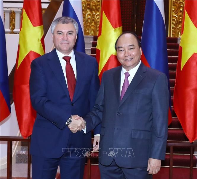 Thủ tướng Chính phủ Nguyễn Xuân Phúc tiếp Chủ tịch Duma quốc gia Nga